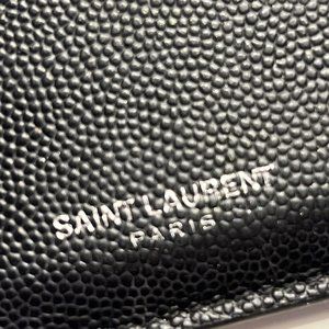 Authentic SAINT LAURENT PARIS Zip Black Leather Coin Card Case Wallet